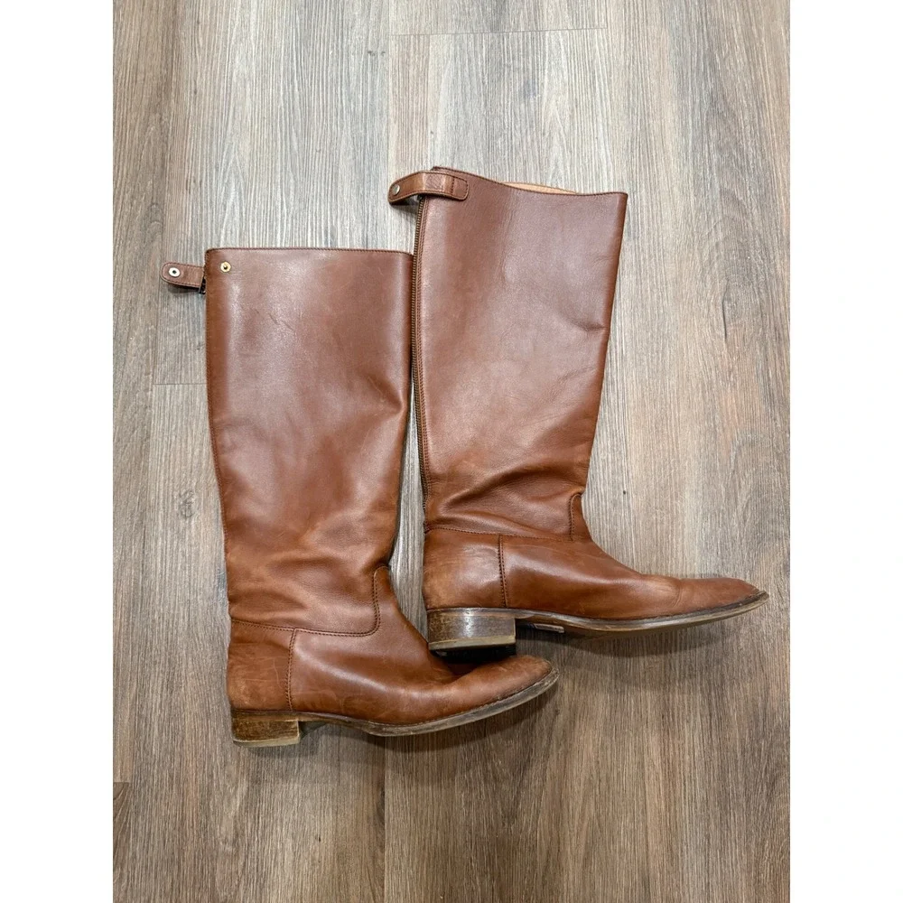 J. Crew Brown Leather Riding Boots Knee High Zip Up Women Size‎ 9.5